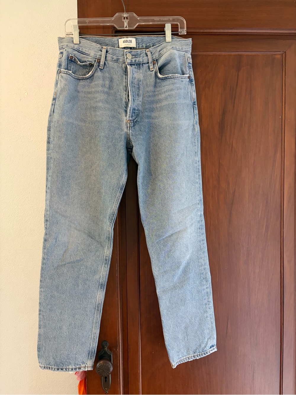 Agolde Light Blue High-Rise Straight Jeans